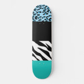Leopard Print, Zebra Print, Animal Print, Blue Skateboard (Voorkant)