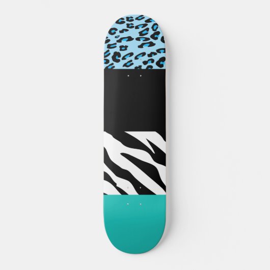 Leopard Print, Zebra Print, Animal Print, Blue Skateboard (Voorkant)