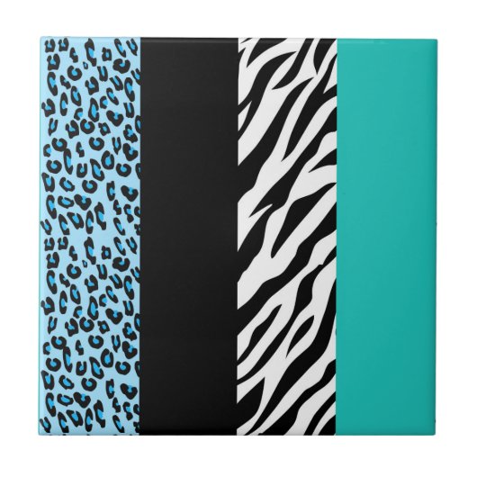 Leopard Print, Zebra Print, Animal Print, Blue Tegeltje (Voorkant)