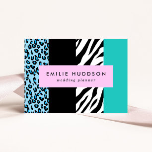 Leopard Print, Zebra Print, Animal Print, Blue Visitekaartje