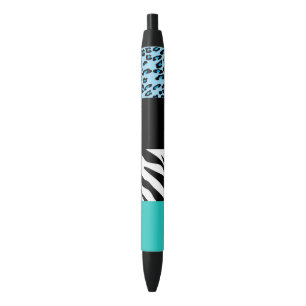 Leopard Print, Zebra Print, Animal Print, Blue Zwarte Inkt Pen