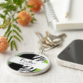 Leopard Print, Zebra Print, Animal Print, bruiloft Sleutelhanger (Zijkant)