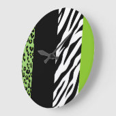 Leopard Print, Zebra Print, Animal Print, Green Grote Klok (Hoek)