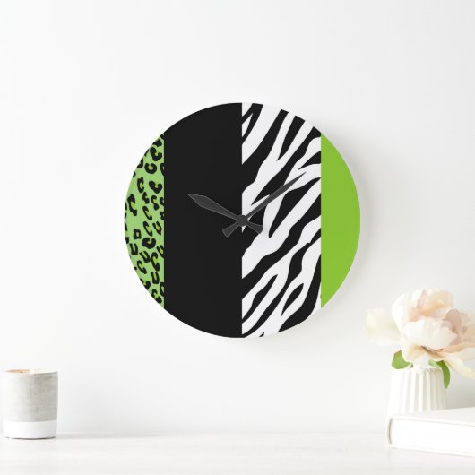 Leopard Print, Zebra Print, Animal Print, Green Grote Klok (Huis)