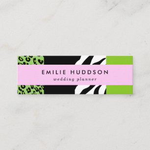 Leopard Print, Zebra Print, Animal Print, Green Mini Visitekaartje