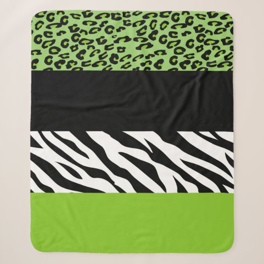 Leopard Print, Zebra Print, Animal Print, Green Sherpa Deken (Voorkant)