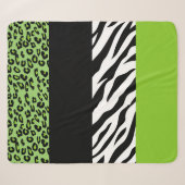 Leopard Print, Zebra Print, Animal Print, Green Sherpa Deken (Voorkant (horizontaal))