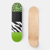 Leopard Print, Zebra Print, Animal Print, Green Skateboard (Voorkant)