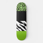 Leopard Print, Zebra Print, Animal Print, Green Skateboard (Voorkant)