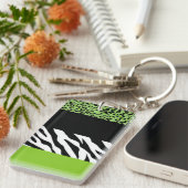 Leopard Print, Zebra Print, Animal Print, Green Sleutelhanger (Voorkant Rechts)