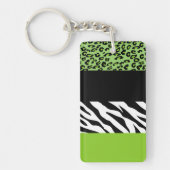 Leopard Print, Zebra Print, Animal Print, Green Sleutelhanger (Voorkant)