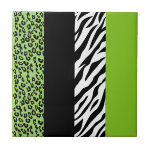 Leopard Print, Zebra Print, Animal Print, Green Tegeltje