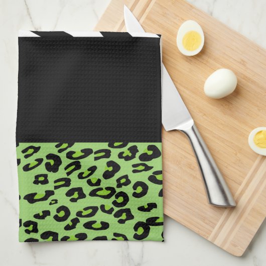 Leopard Print, Zebra Print, Animal Print, Green Theedoek (Quarter Fold)