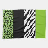 Leopard Print, Zebra Print, Animal Print, Green Theedoek (Horizontaal)