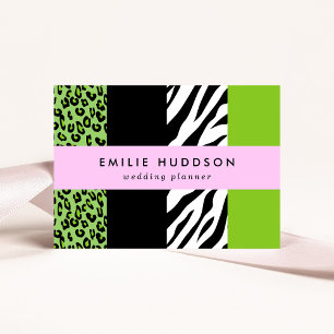 Leopard Print, Zebra Print, Animal Print, Green Visitekaartje