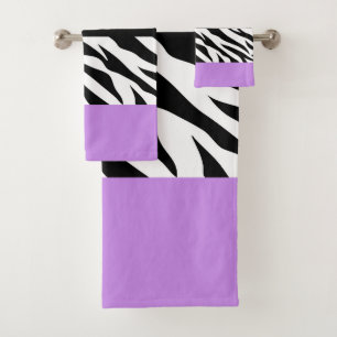 Leopard Print, Zebra Print, Animal Print, Paars Bad Handdoek
