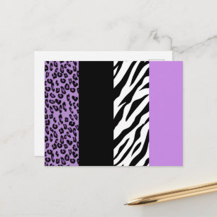 Leopard Print, Zebra Print, Animal Print, Paars Briefkaart
