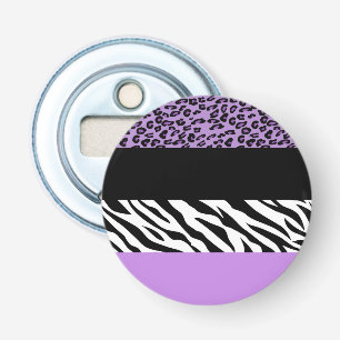 Leopard Print, Zebra Print, Animal Print, Paars Button Flesopener