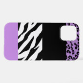 Leopard Print, Zebra Print, Animal Print, Paars iPhone Hoesje (Achterkant horizontaal)