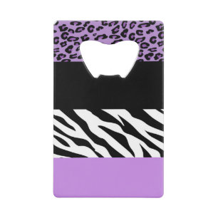 Leopard Print, Zebra Print, Animal Print, Paars Kredietkaart Flessenopener