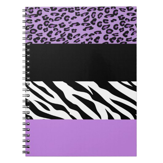 Leopard Print, Zebra Print, Animal Print, Paars Notitieboek (Voorkant)