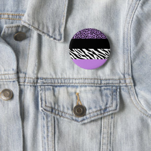 Leopard Print, Zebra Print, Animal Print, Paars Ronde Button 5,7 Cm