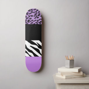 Leopard Print, Zebra Print, Animal Print, Paars Skateboard