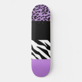 Leopard Print, Zebra Print, Animal Print, Paars Skateboard (Voorkant)
