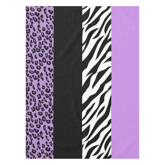 Leopard Print, Zebra Print, Animal Print, Paars Tafelkleed (Voorkant)