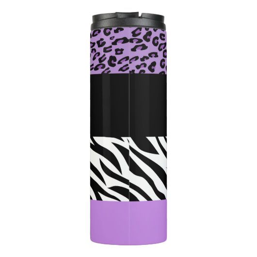 Leopard Print, Zebra Print, Animal Print, Paars Thermosbeker (Achterkant)