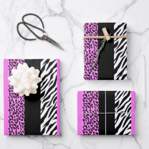 Leopard Print, Zebra Print, Animal Print, Roze Inpakpapier Vel