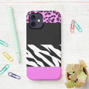 Leopard Print, Zebra Print, Animal Print, Roze iPhone 12 Hoesje