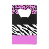 Leopard Print, Zebra Print, Animal Print, Roze Kredietkaart Flessenopener (Voorkant)