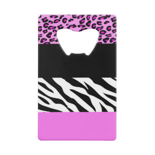 Leopard Print, Zebra Print, Animal Print, Roze Kredietkaart Flessenopener