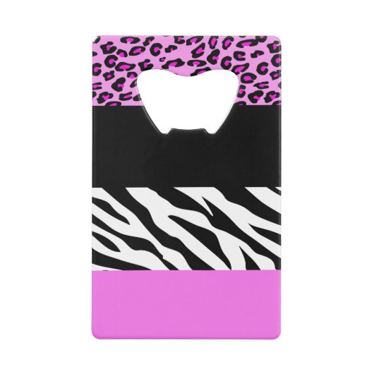 Leopard Print, Zebra Print, Animal Print, Roze Kredietkaart Flessenopener (Voorkant)