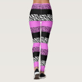Leopard Print, Zebra Print, Animal Print, Roze Leggings (Achterkant)