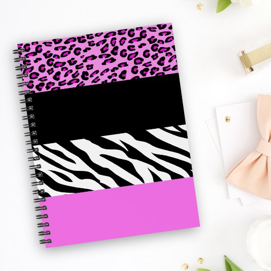Leopard Print, Zebra Print, Animal Print, Roze Notitieboek