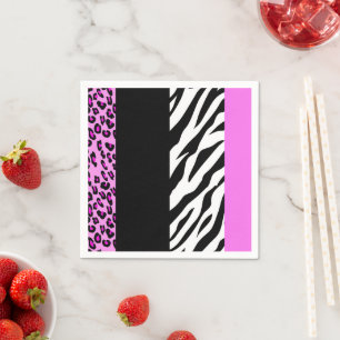 Leopard Print, Zebra Print, Animal Print, Roze Servet