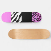 Leopard Print, Zebra Print, Animal Print, Roze Skateboard (Horizontaal)