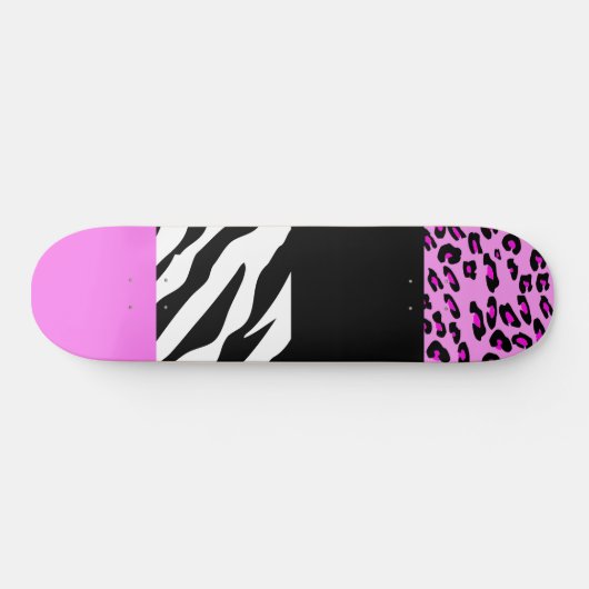 Leopard Print, Zebra Print, Animal Print, Roze Skateboard (Horizontaal)