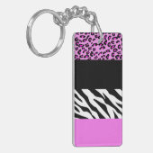 Leopard Print, Zebra Print, Animal Print, Roze Sleutelhanger (Voorkant Links)