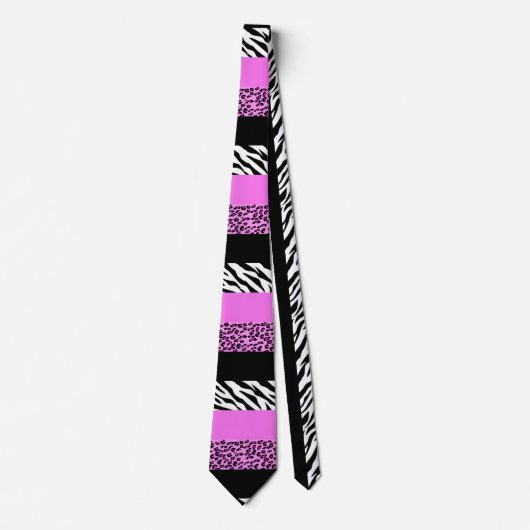 Leopard Print, Zebra Print, Animal Print, Roze Stropdas (Voorkant)