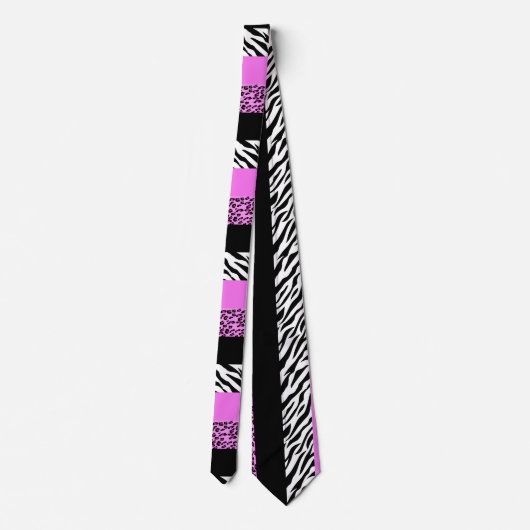 Leopard Print, Zebra Print, Animal Print, Roze Stropdas (Achterkant)