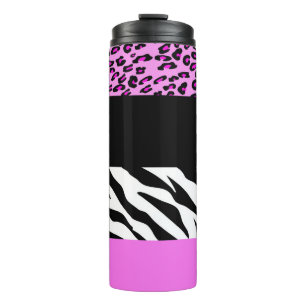 Leopard Print, Zebra Print, Animal Print, Roze Thermosbeker