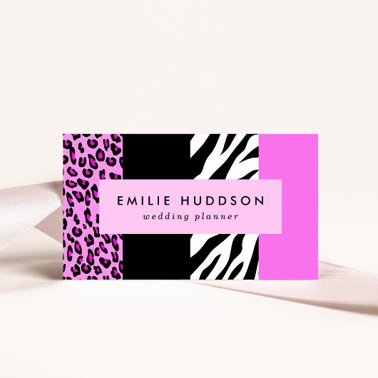Leopard Print, Zebra Print, Animal Print, Roze Visitekaartje