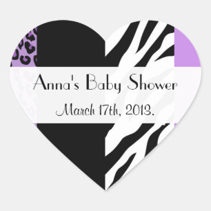Leopard Print, Zebra Print, Baby shower Hart Sticker