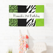 Leopard Print, Zebra Print, Green, Birthday Spandoek (Insitu)