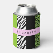 Leopard Print, Zebra Print, Green, Jouw naam Blikjeskoeler (Blikje Voorkant)