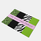 Leopard Print, Zebra Print, Green, Jouw naam Deurmat (Schuin)