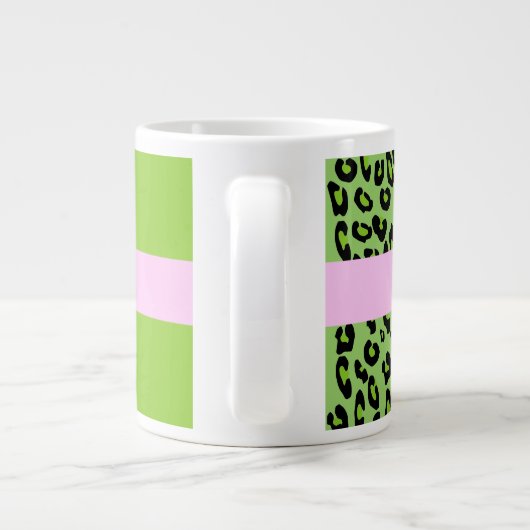 Leopard Print, Zebra Print, Green, Jouw naam Extra Grote Beker (Achterkant)